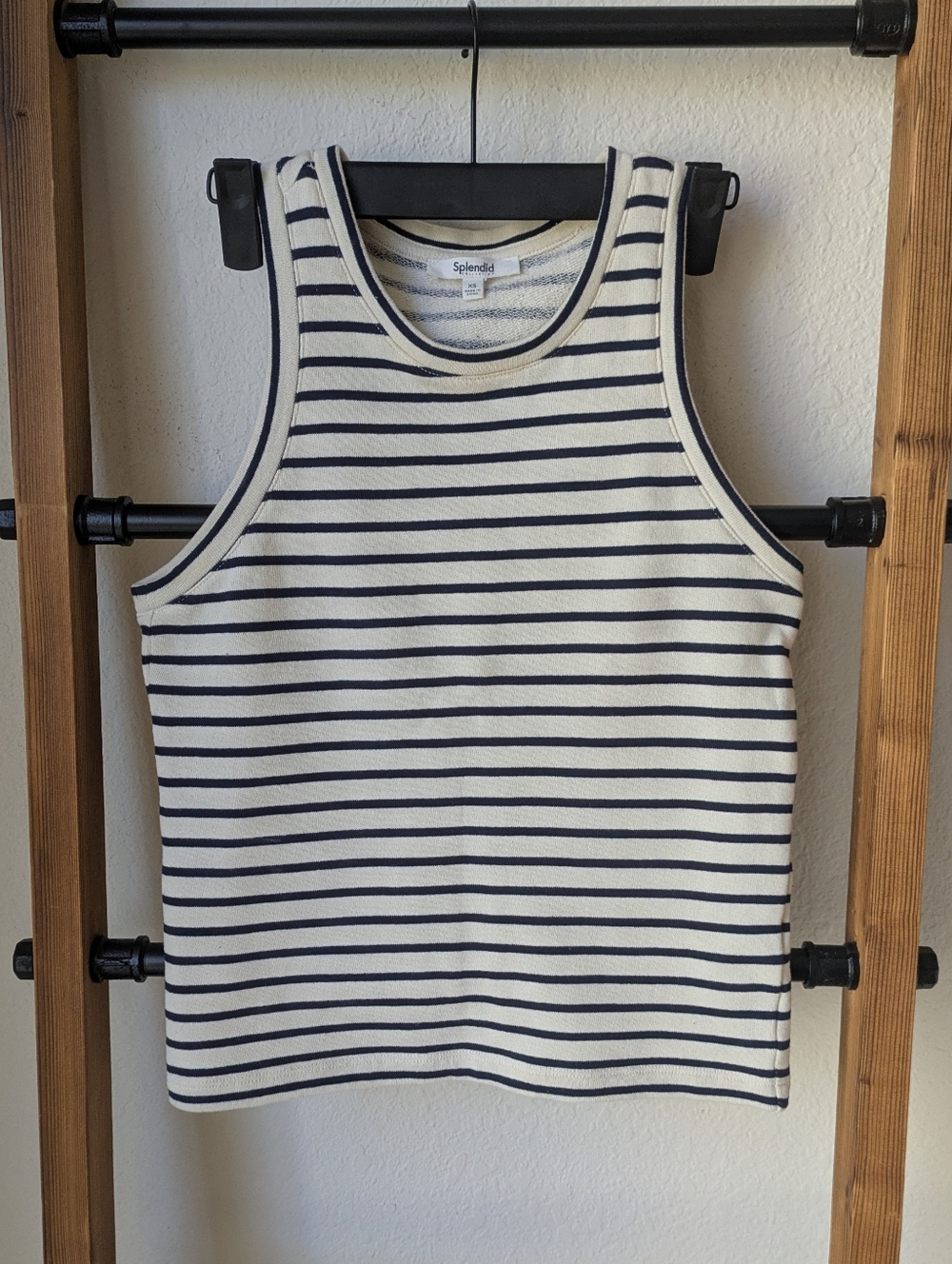 Splendid Cream & Navy Striped Sleeveless Tank